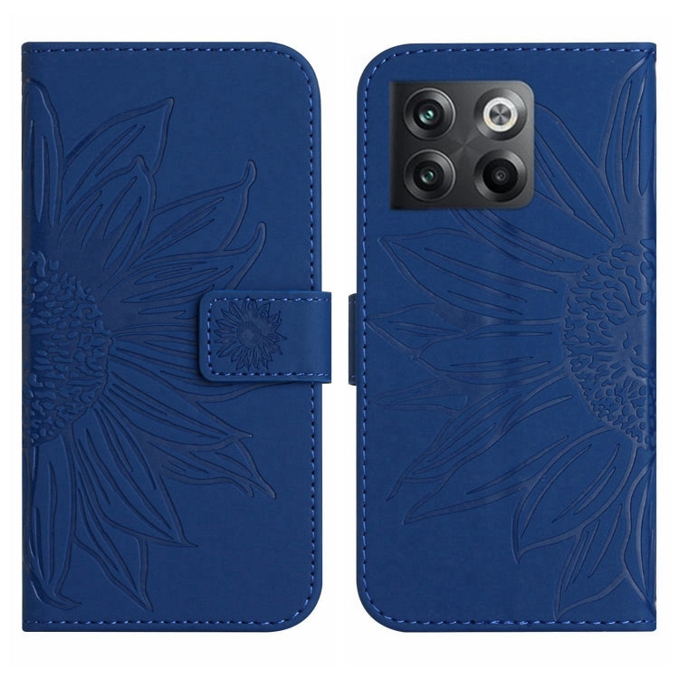 For OnePlus 10T Skin Feel Sun Flower Pattern Flip Leather Phone Case with Lanyard