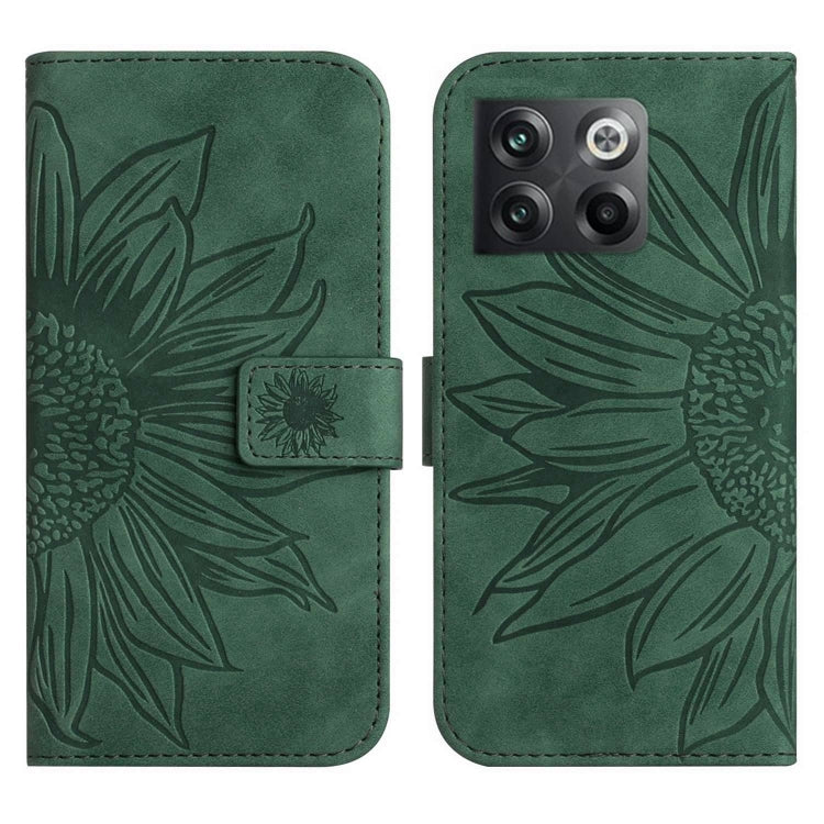 For OnePlus 10T Skin Feel Sun Flower Pattern Flip Leather Phone Case with Lanyard