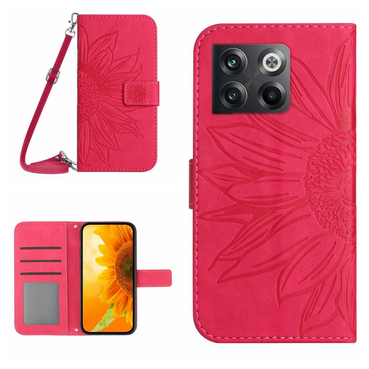 For OnePlus 10T Skin Feel Sun Flower Pattern Flip Leather Phone Case with Lanyard