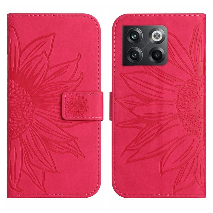 For OnePlus 10T Skin Feel Sun Flower Pattern Flip Leather Phone Case with Lanyard