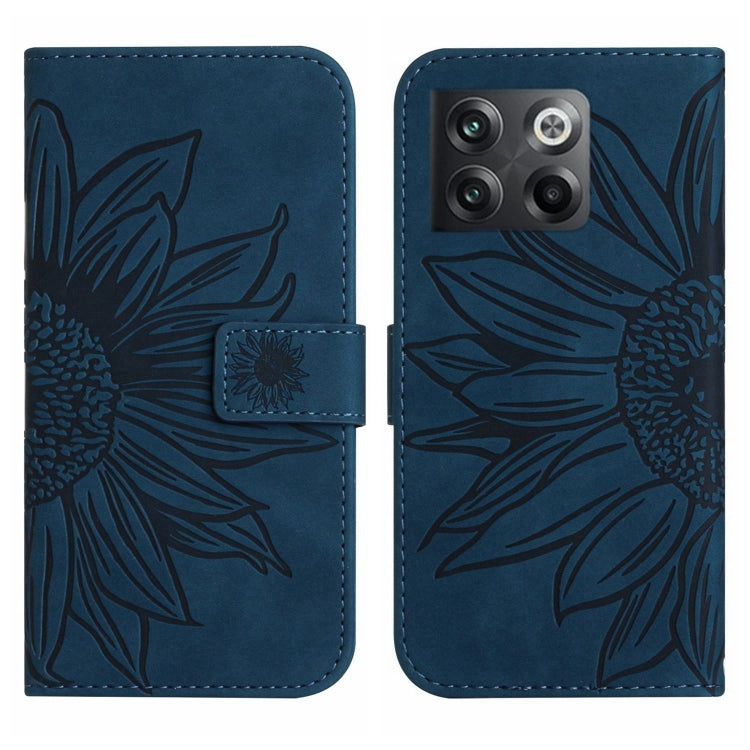 For OnePlus 10T Skin Feel Sun Flower Pattern Flip Leather Phone Case with Lanyard