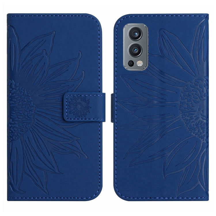 For OnePlus Nord 2T Skin Feel Sun Flower Pattern Flip Leather Phone Case with Lanyard