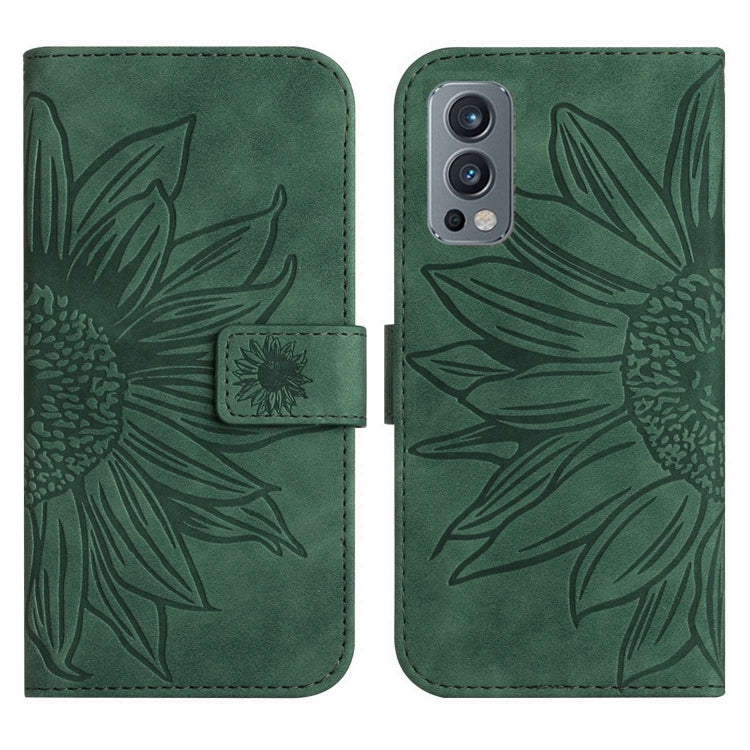 For OnePlus Nord 2T Skin Feel Sun Flower Pattern Flip Leather Phone Case with Lanyard