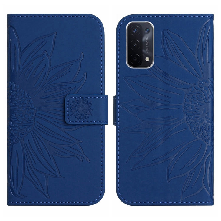 For OnePlus Nord N200 Skin Feel Sun Flower Pattern Flip Leather Phone Case with Lanyard