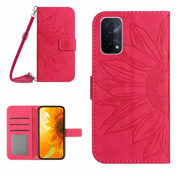 For OnePlus Nord N200 Skin Feel Sun Flower Pattern Flip Leather Phone Case with Lanyard