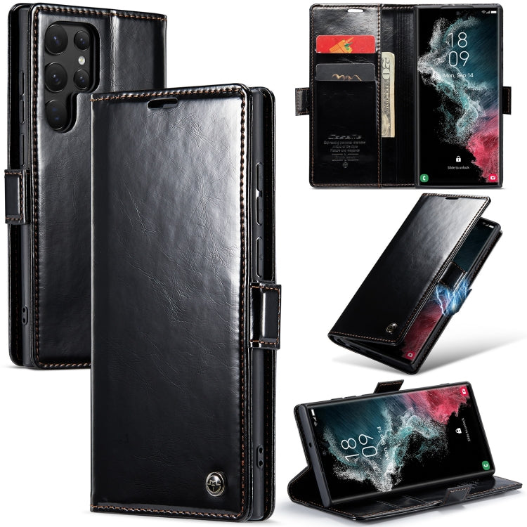 For Samsung Galaxy S22 Ultra 5G CaseMe 003 Crazy Horse Texture Leather Phone Case