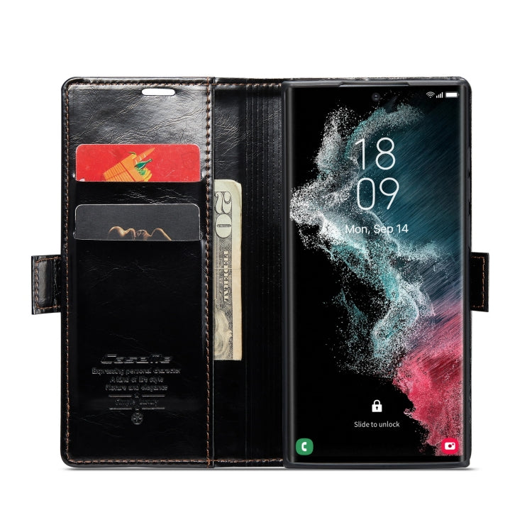 For Samsung Galaxy S22 Ultra 5G CaseMe 003 Crazy Horse Texture Leather Phone Case