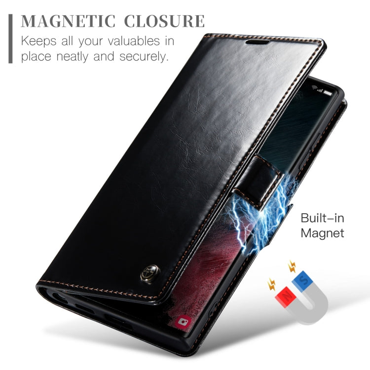 For Samsung Galaxy S22 Ultra 5G CaseMe 003 Crazy Horse Texture Leather Phone Case