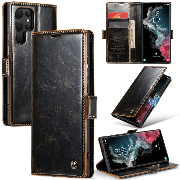 For Samsung Galaxy S22 Ultra 5G CaseMe 003 Crazy Horse Texture Leather Phone Case