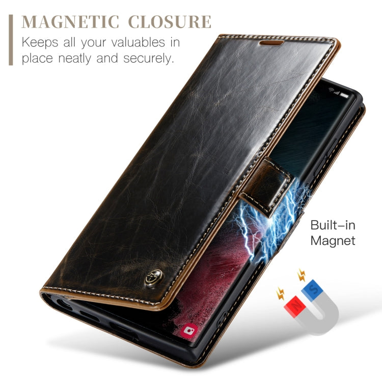 For Samsung Galaxy S22 Ultra 5G CaseMe 003 Crazy Horse Texture Leather Phone Case