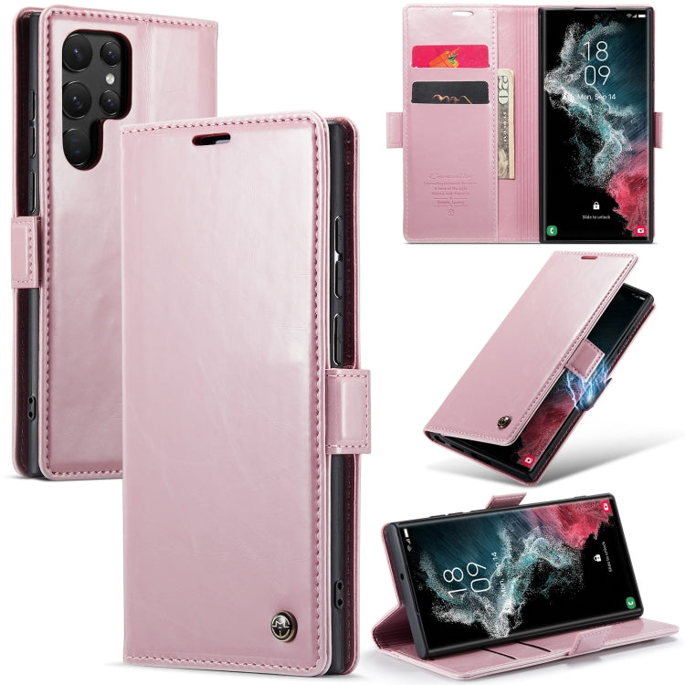 For Samsung Galaxy S22 Ultra 5G CaseMe 003 Crazy Horse Texture Leather Phone Case
