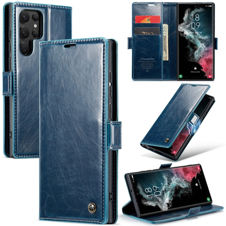For Samsung Galaxy S22 Ultra 5G CaseMe 003 Crazy Horse Texture Leather Phone Case