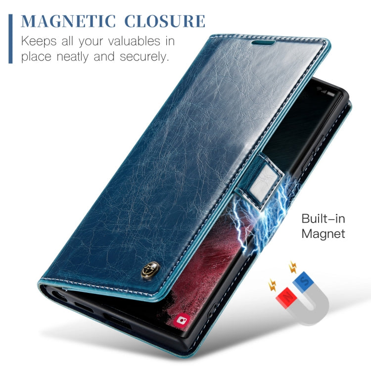 For Samsung Galaxy S22 Ultra 5G CaseMe 003 Crazy Horse Texture Leather Phone Case