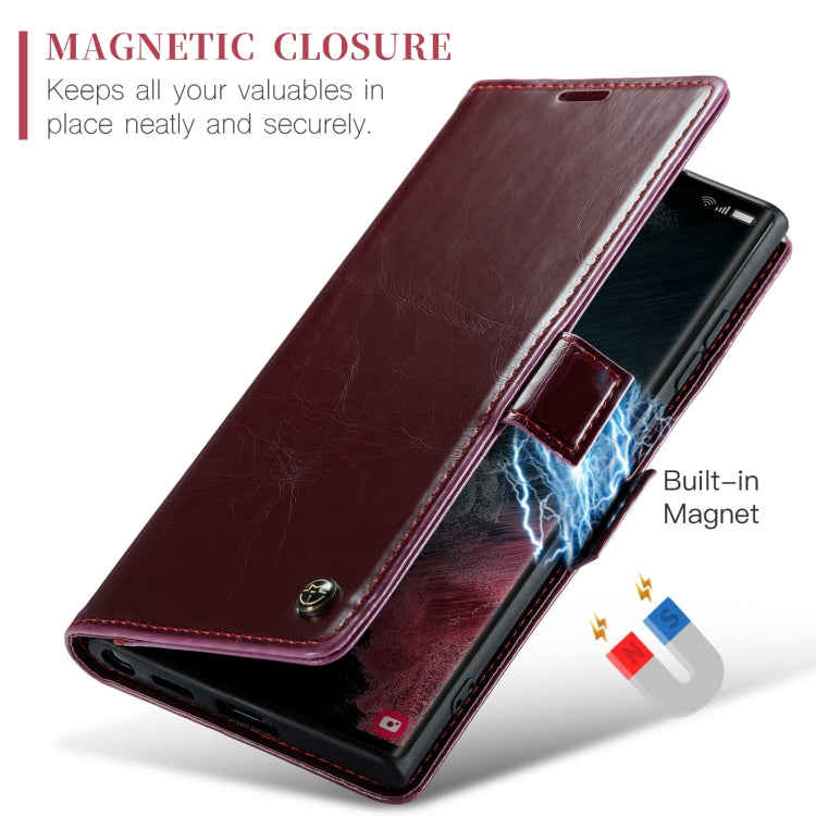 For Samsung Galaxy S22 Ultra 5G CaseMe 003 Crazy Horse Texture Leather Phone Case