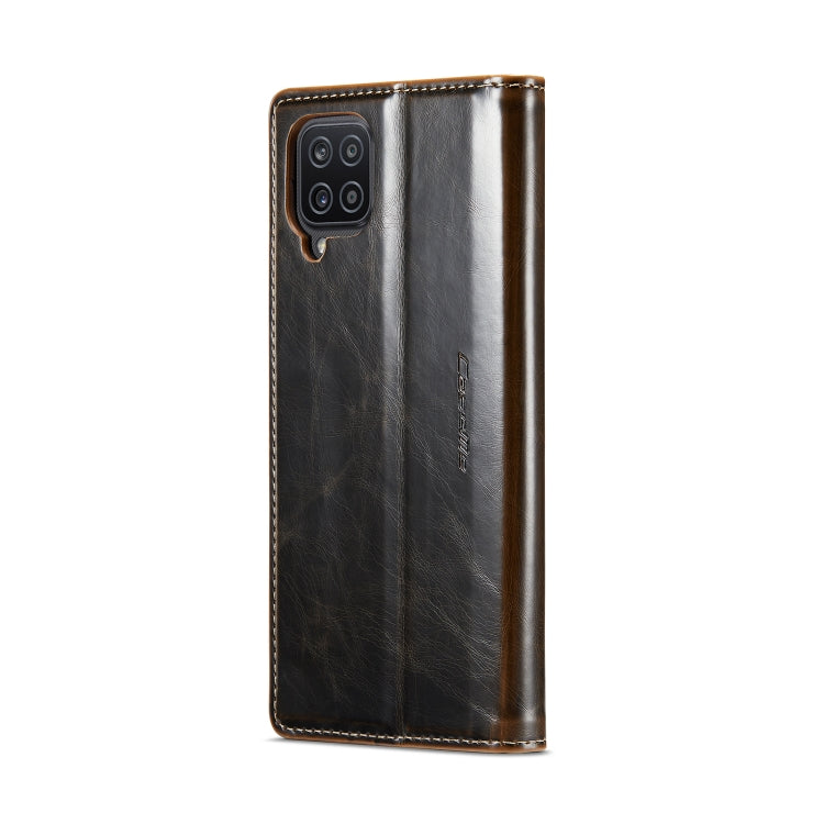 For Samsung Galaxy A12 CaseMe 003 Crazy Horse Texture Leather Phone Case