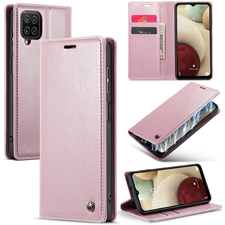 For Samsung Galaxy A12 CaseMe 003 Crazy Horse Texture Leather Phone Case