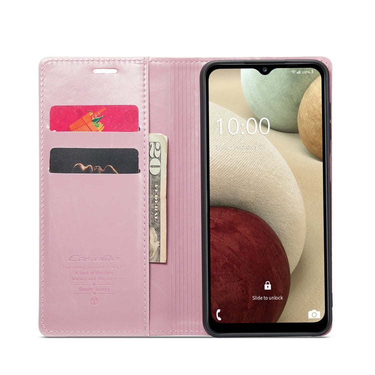 For Samsung Galaxy A12 CaseMe 003 Crazy Horse Texture Leather Phone Case