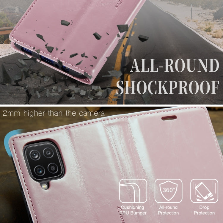 For Samsung Galaxy A12 CaseMe 003 Crazy Horse Texture Leather Phone Case