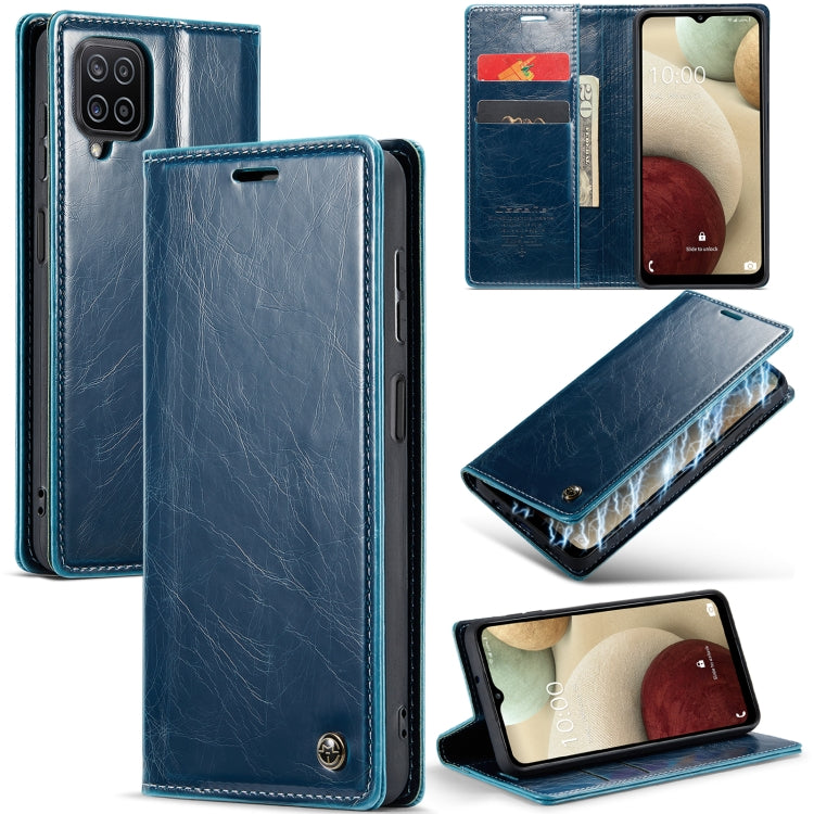 For Samsung Galaxy A12 CaseMe 003 Crazy Horse Texture Leather Phone Case