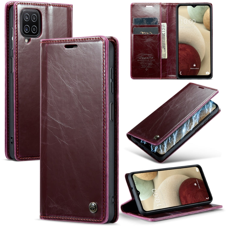 For Samsung Galaxy A12 CaseMe 003 Crazy Horse Texture Leather Phone Case