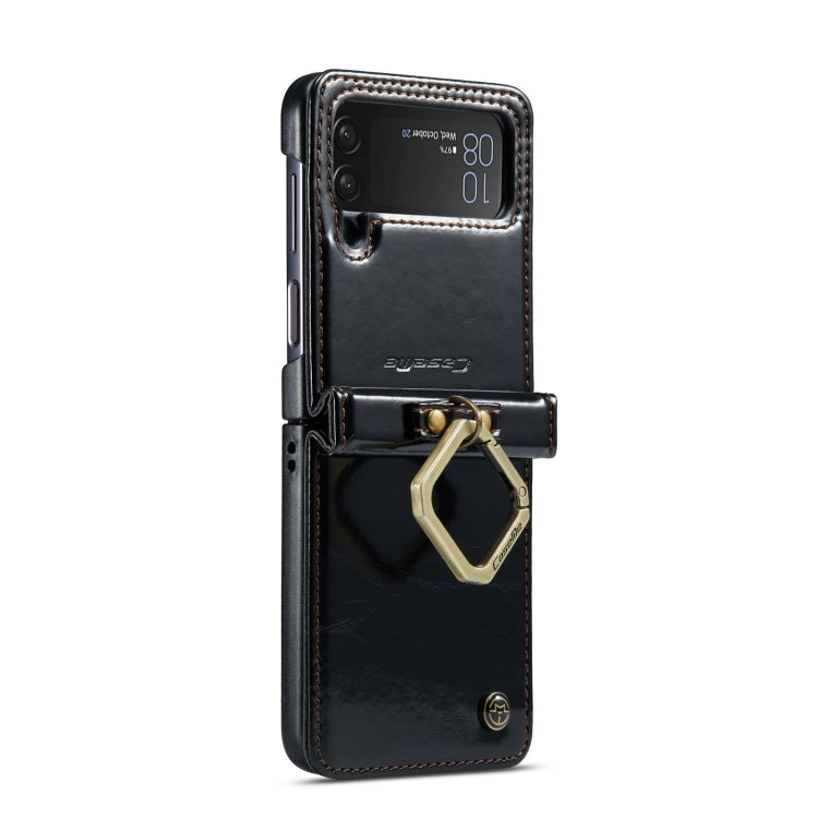 For Samsung Galaxy Z Flip4 CaseMe 003 Crazy Horse Texture Leather Phone Case with Lanyard
