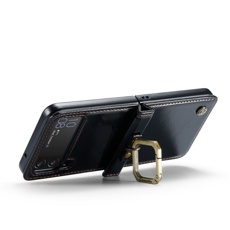 For Samsung Galaxy Z Flip4 CaseMe 003 Crazy Horse Texture Leather Phone Case with Lanyard