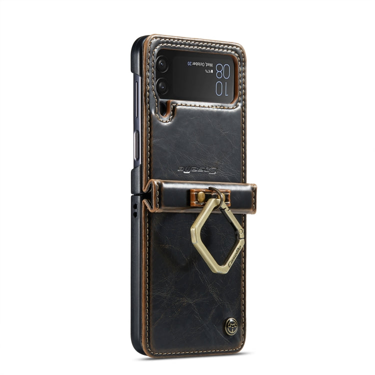 For Samsung Galaxy Z Flip4 CaseMe 003 Crazy Horse Texture Leather Phone Case with Lanyard
