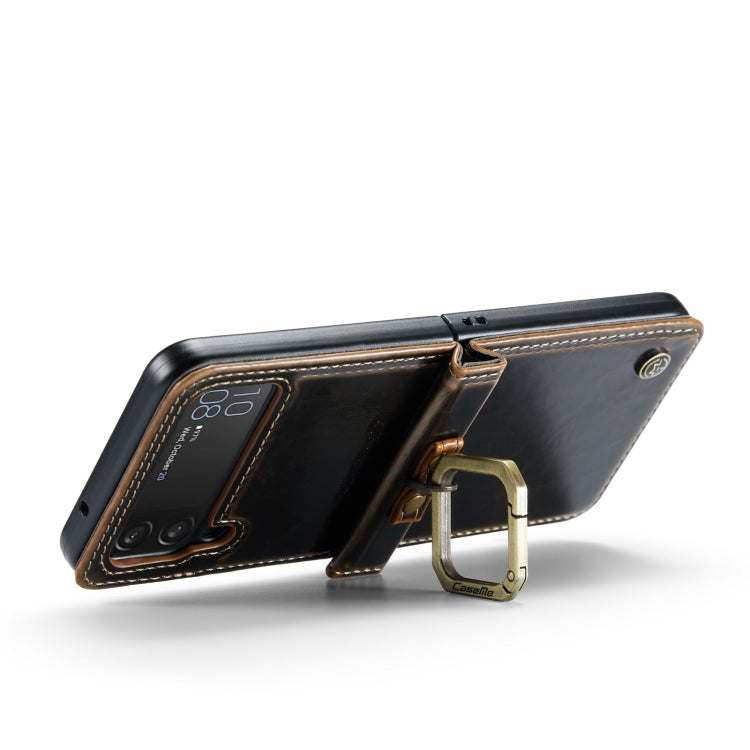 For Samsung Galaxy Z Flip4 CaseMe 003 Crazy Horse Texture Leather Phone Case with Lanyard