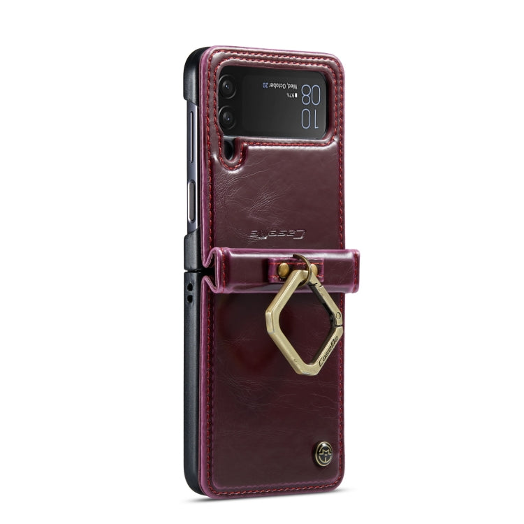 For Samsung Galaxy Z Flip4 CaseMe 003 Crazy Horse Texture Leather Phone Case with Lanyard