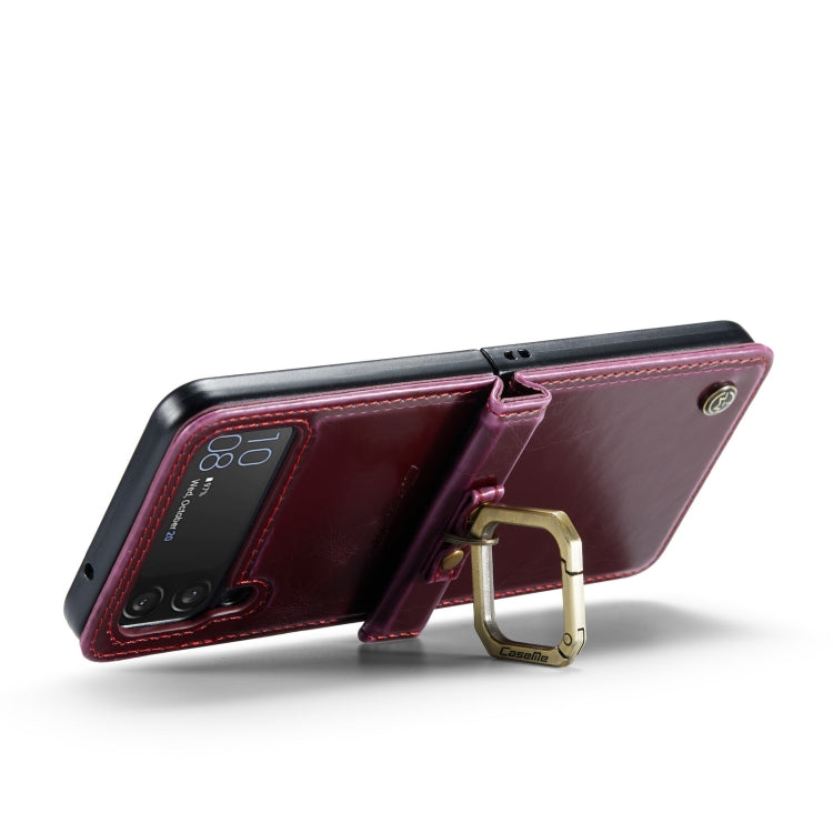 For Samsung Galaxy Z Flip4 CaseMe 003 Crazy Horse Texture Leather Phone Case with Lanyard