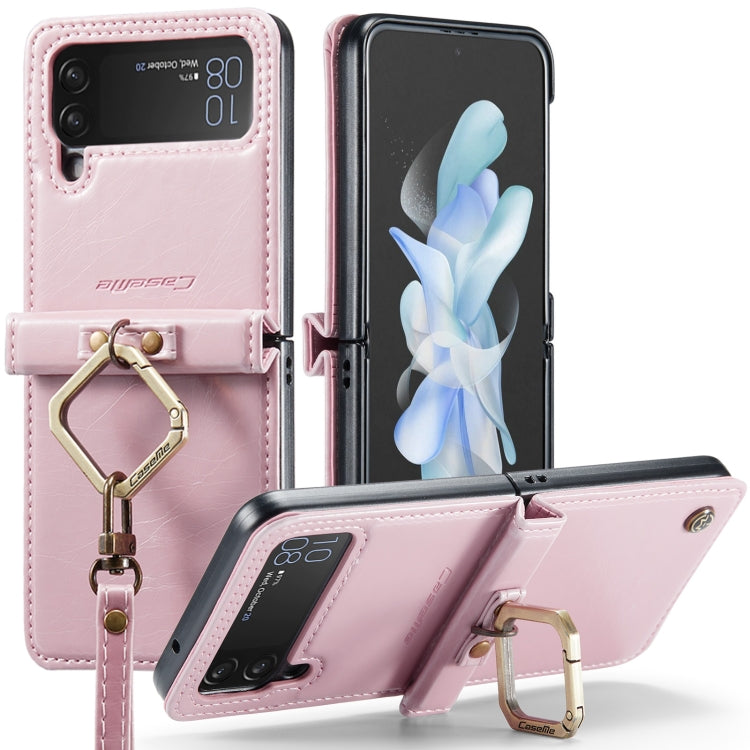 For Samsung Galaxy Z Flip4 CaseMe 003 Crazy Horse Texture Leather Phone Case with Lanyard