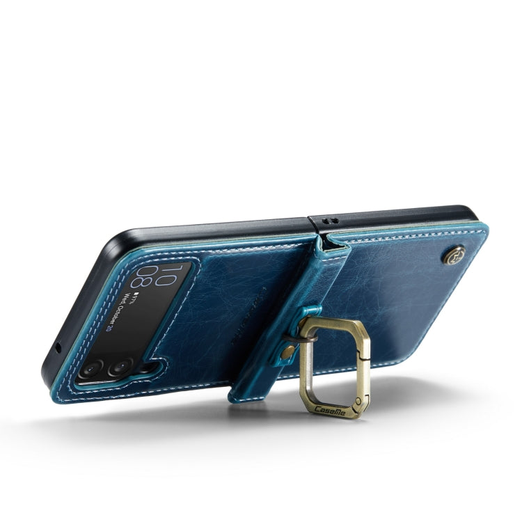 For Samsung Galaxy Z Flip4 CaseMe 003 Crazy Horse Texture Leather Phone Case with Lanyard
