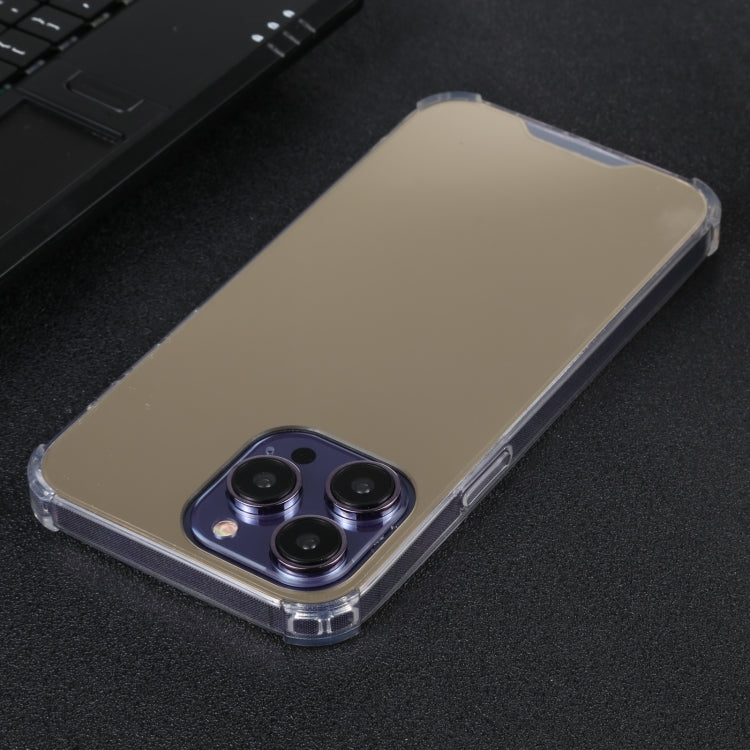 For iPhone 14 Pro Max Electroplated Mirror Acrylic Four Drop TPU Phone Case
