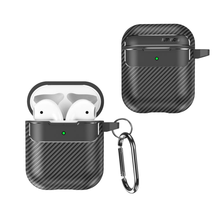 For AirPods 1 / 2 Carbon Fiber Texture Anti-fall Earphone Protective Case