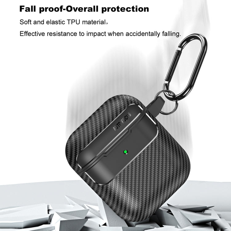 For AirPods 1 / 2 Carbon Fiber Texture Anti-fall Earphone Protective Case