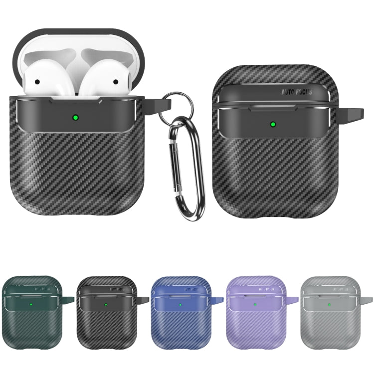 For AirPods 1 / 2 Carbon Fiber Texture Anti-fall Earphone Protective Case