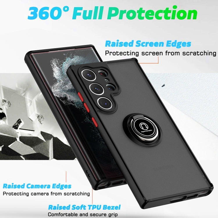 For Samsung Galaxy S23 Ultra 5G Q Shadow I Ring Holder PC and TPU Hybrid Phone Case