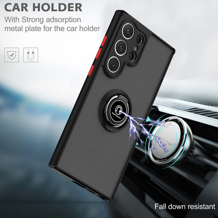 For Samsung Galaxy S23 Ultra 5G Q Shadow I Ring Holder PC and TPU Hybrid Phone Case