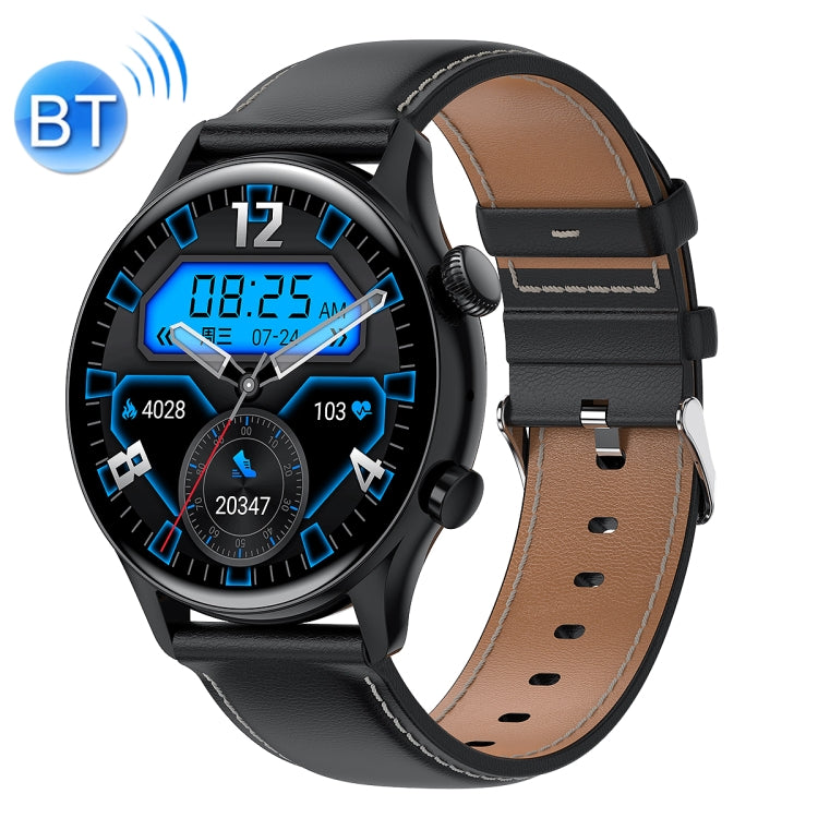 Ochstin 5HK8 Pro 1.36 inch Round Screen Blood Oxygen Blood Pressure Monitoring Bluetooth Smart Watch, Strap:Leather
