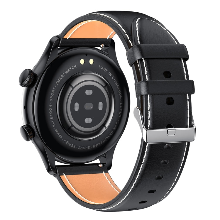 Ochstin 5HK8 Pro 1.36 inch Round Screen Blood Oxygen Blood Pressure Monitoring Bluetooth Smart Watch, Strap:Leather
