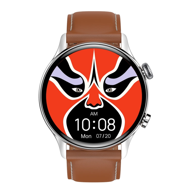 Ochstin 5HK8 Pro 1.36 inch Round Screen Blood Oxygen Blood Pressure Monitoring Bluetooth Smart Watch, Strap:Leather