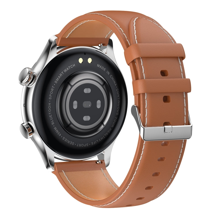 Ochstin 5HK8 Pro 1.36 inch Round Screen Blood Oxygen Blood Pressure Monitoring Bluetooth Smart Watch, Strap:Leather