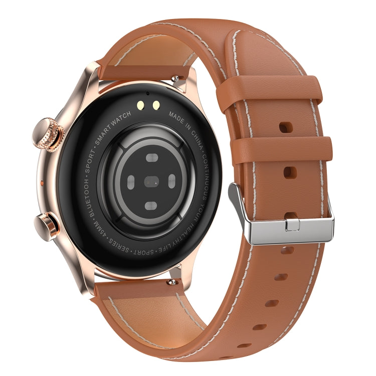 Ochstin 5HK8 Pro 1.36 inch Round Screen Blood Oxygen Blood Pressure Monitoring Bluetooth Smart Watch, Strap:Leather