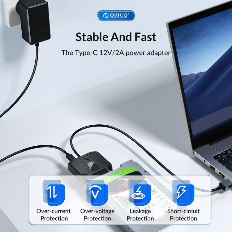 ORICO UTS2 USB 3.0 2.5-inch SATA HDD Adapter with 12V 2A Power Adapter, Cable Length:0.5m