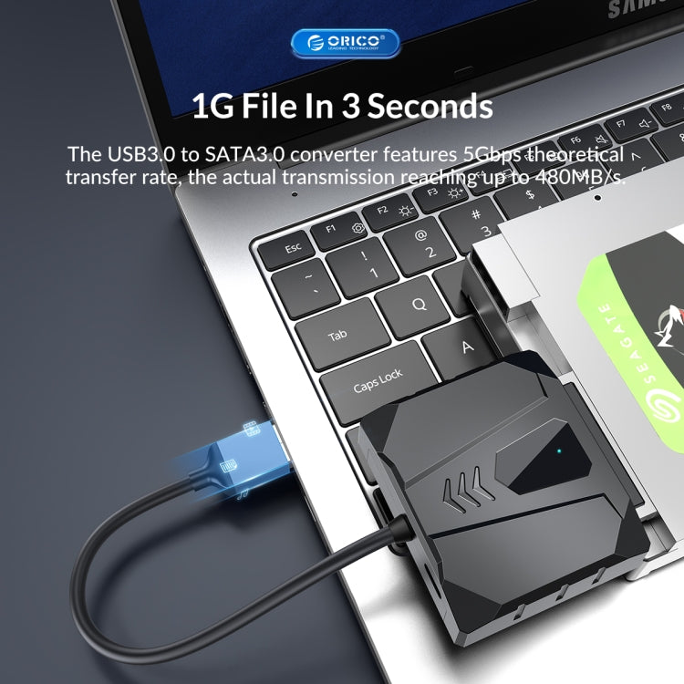ORICO UTS2 USB 3.0 2.5-inch SATA HDD Adapter with 12V 2A Power Adapter, Cable Length:1m