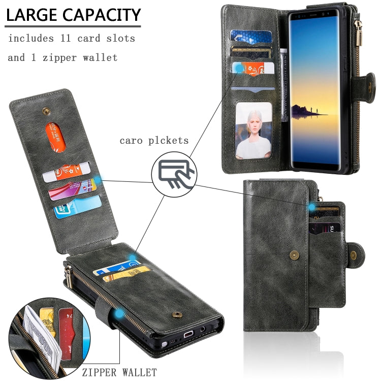 For Galaxy Note 8 Multifunctional Retro Detachable Magnetic Horizontal Flip Leather Case with Card Slots & Holder & Wallet & Photo Frame