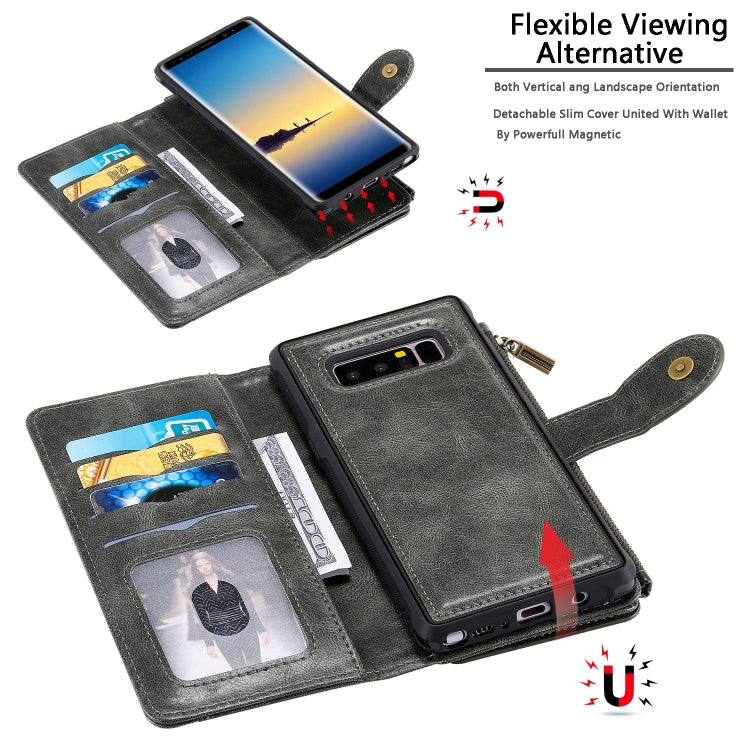 For Galaxy Note 8 Multifunctional Retro Detachable Magnetic Horizontal Flip Leather Case with Card Slots & Holder & Wallet & Photo Frame