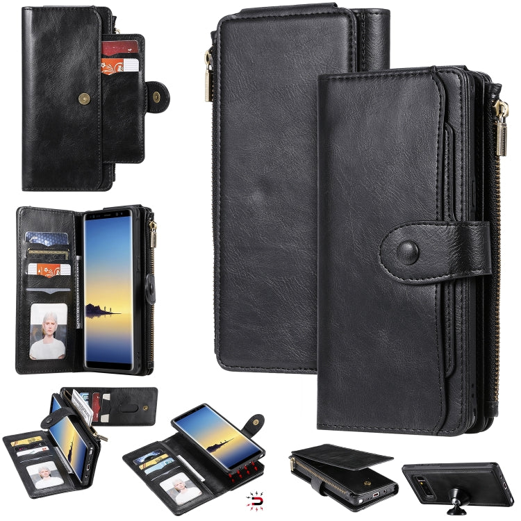 For Galaxy Note 8 Multifunctional Retro Detachable Magnetic Horizontal Flip Leather Case with Card Slots & Holder & Wallet & Photo Frame