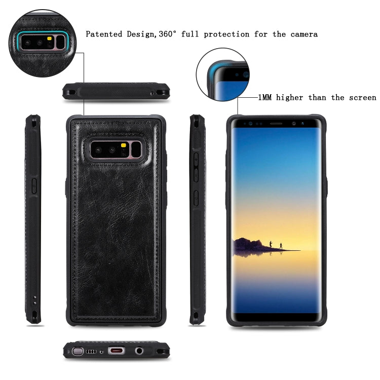 For Galaxy Note 8 Multifunctional Retro Detachable Magnetic Horizontal Flip Leather Case with Card Slots & Holder & Wallet & Photo Frame