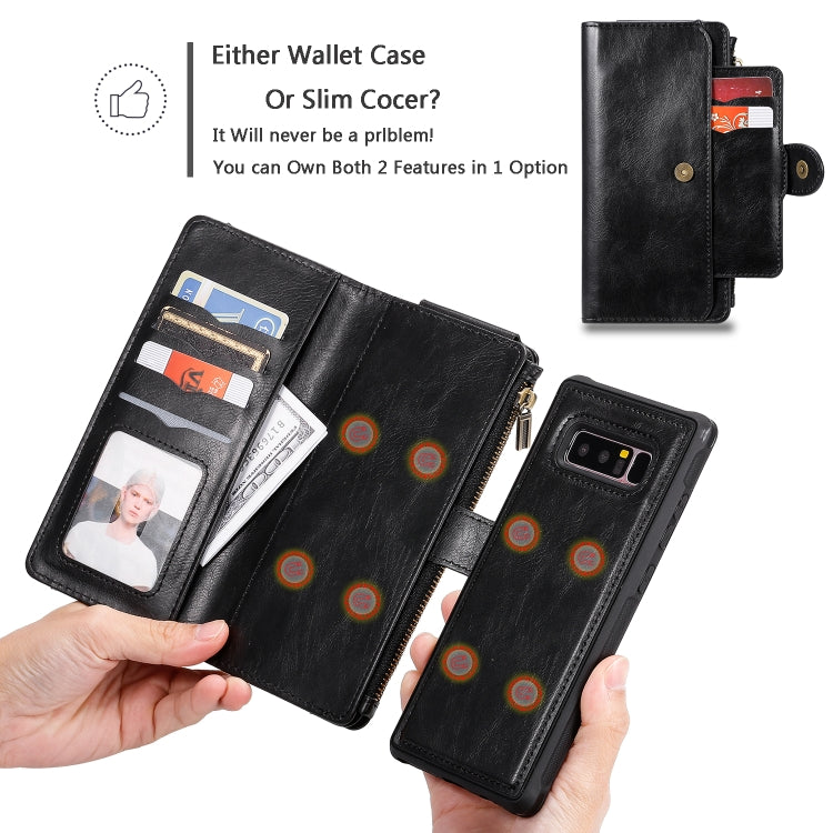 For Galaxy Note 8 Multifunctional Retro Detachable Magnetic Horizontal Flip Leather Case with Card Slots & Holder & Wallet & Photo Frame
